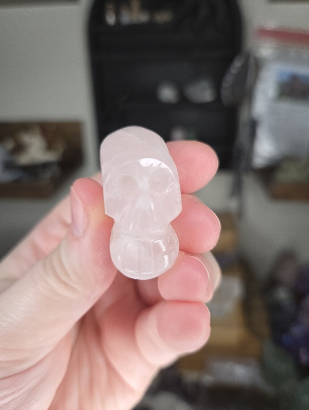 Hand Carved Rose Quartz Mini Crystal Skull